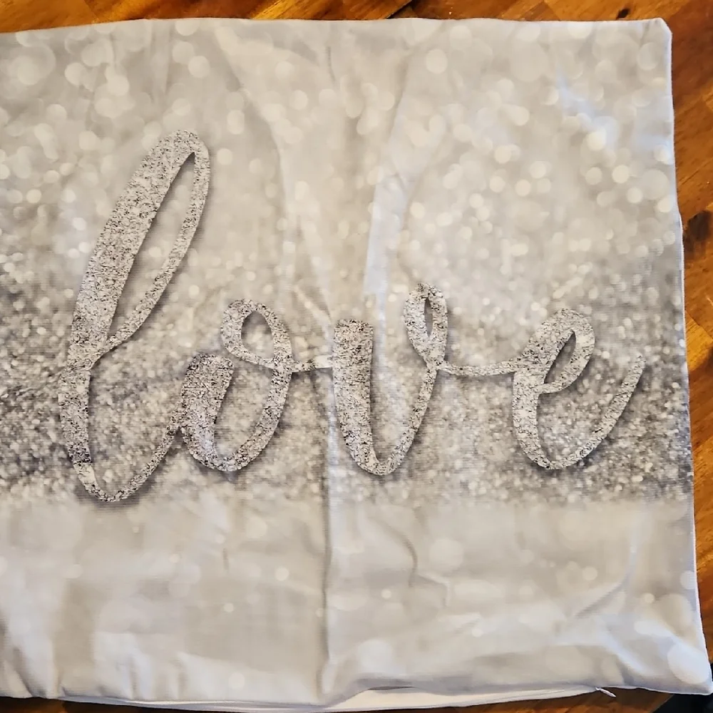 Glitzy 'Love' Pillow Cover